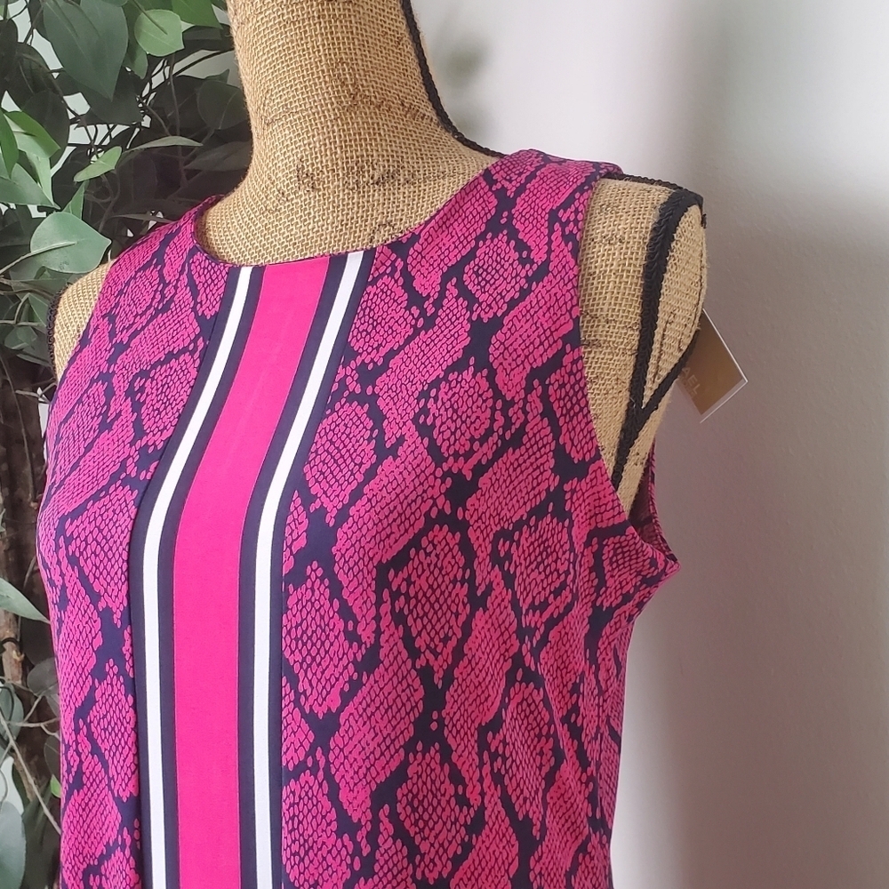 NWT~ Michael Kors Pink Navy Python Snake Print Sh… - image 4